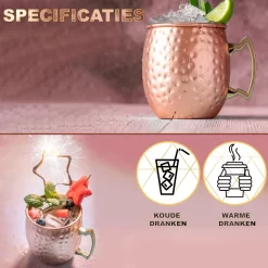 Toivo Moscow Mule Cups DELUXE - Set De 2 Pièces - Y Compris Les Pailles En Acier Inoxydable - Cuivre Plaqué - 500 ML - Tasses à Cocktail -Fournitures De Cuisine Boutique 1200x1200 1480