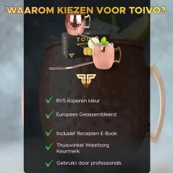 Toivo Moscow Mule Cups DELUXE - Set De 2 Pièces - Y Compris Les Pailles En Acier Inoxydable - Cuivre Plaqué - 500 ML - Tasses à Cocktail -Fournitures De Cuisine Boutique 1200x1200 1481