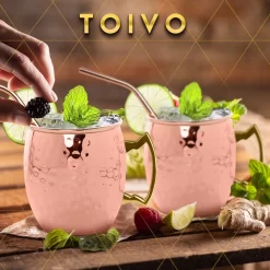 Toivo Moscow Mule Cups DELUXE - Set De 2 Pièces - Y Compris Les Pailles En Acier Inoxydable - Cuivre Plaqué - 500 ML - Tasses à Cocktail -Fournitures De Cuisine Boutique 1200x1200 1482