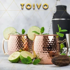 Toivo Moscow Mule Cups DELUXE - Set De 2 Pièces - Y Compris Les Pailles En Acier Inoxydable - Cuivre Plaqué - 500 ML - Tasses à Cocktail -Fournitures De Cuisine Boutique 1200x1200 1483