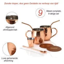 Moscow Mule Cup Set - Set à Cocktail - Comprenant 2 Délicieuses Recettes De Mule - Cadeau De Luxe Homme Femme - 500 Ml - Qwality -Fournitures De Cuisine Boutique 1200x1200 1488