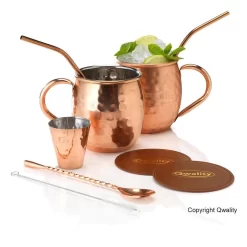 Moscow Mule Cup Set - Set à Cocktail - Comprenant 2 Délicieuses Recettes De Mule - Cadeau De Luxe Homme Femme - 500 Ml - Qwality -Fournitures De Cuisine Boutique 1200x1200 1490