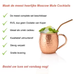 Moscow Mule Cup Set - Set à Cocktail - Comprenant 2 Délicieuses Recettes De Mule - Cadeau De Luxe Homme Femme - 500 Ml - Qwality -Fournitures De Cuisine Boutique 1200x1200 1491