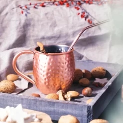 Nava® - Moscow Mule Cups Set De 4-4 X Tasses En Cuivre Pour Moscow Mule Gin Beer - Tasse à Cocktail Martelée - Tasse En Acier Inoxydable Avec Cuivre -Fournitures De Cuisine Boutique 1200x1200 1506