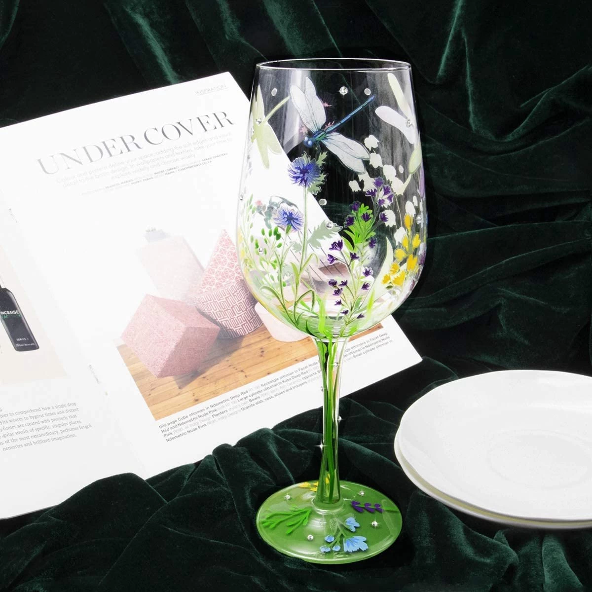 NymphFable Verre à Vin Peint à La Main Coloré Libellule Fleurs Artisanal Peint Verres à Verres à Vin 15 Oz Cadeau Fantaisie Pour Anniversaires, Mariages, Saint Valentin 2 NymphFable Verre à Vin Peint à La Main Coloré Libellule Fleurs Artisanal Peint Verres à Verres à Vin 15 Oz Cadeau Fantaisie Pour Anniversaires, Mariages, Saint Valentin – Image 2