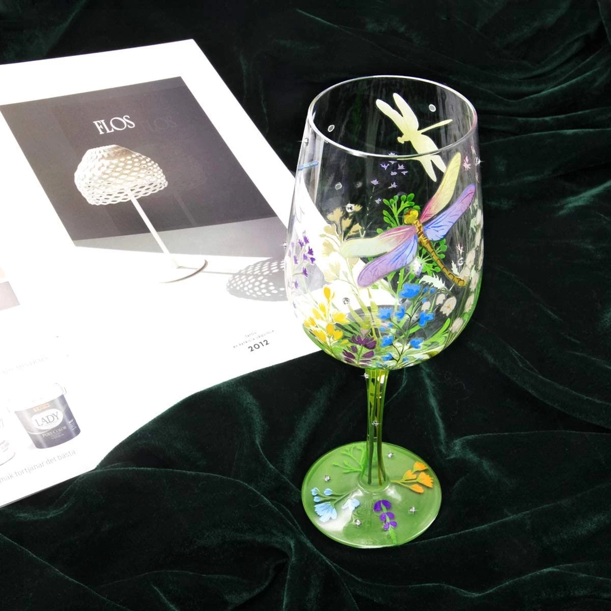 NymphFable Verre à Vin Peint à La Main Coloré Libellule Fleurs Artisanal Peint Verres à Verres à Vin 15 Oz Cadeau Fantaisie Pour Anniversaires, Mariages, Saint Valentin 3 NymphFable Verre à Vin Peint à La Main Coloré Libellule Fleurs Artisanal Peint Verres à Verres à Vin 15 Oz Cadeau Fantaisie Pour Anniversaires, Mariages, Saint Valentin – Image 3