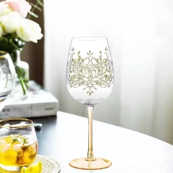 NymphFable Verre à Vin Peint à La Main Kroon Dorée Artisanat Verres à Verres à Vin Peints 15 Oz Cadeau De Nouveauté Pour Les Anniversaires -Fournitures De Cuisine Boutique 1200x1200 1574