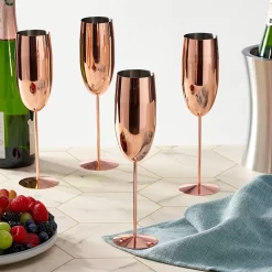 Oak & Steel 4 Verres à Flûtes à Champagne En Acier Inoxydable (285 Ml, 25 Cm), Or Rose/ Koper - Cadeau élégant Pour Les Amis Et La Famille -Fournitures De Cuisine Boutique 1200x1200 1593