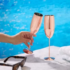 Oak & Steel 4 Verres à Flûtes à Champagne En Acier Inoxydable (285 Ml, 25 Cm), Or Rose/ Koper - Cadeau élégant Pour Les Amis Et La Famille -Fournitures De Cuisine Boutique 1200x1200 1594