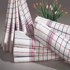 Essuies De Vaisselle - Lot De 6 Pièces Diamants Nationaux Rouge/bleu 100% Katoen -70x70cm