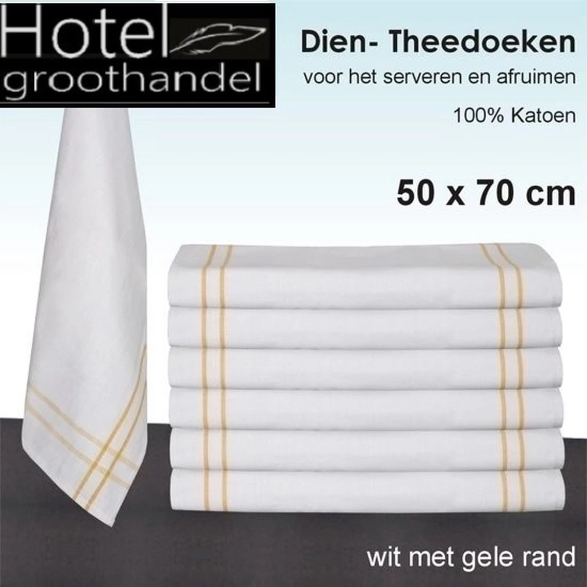 Torchon De Service - Torchon De Polissage 12 Pièces - 50x70cm - 50% Coton 50% Ramese - Blanc Avec Bord Jaune 1 Torchon De Service - Torchon De Polissage 12 Pièces - 50x70cm - 50% Coton 50% Ramese - Blanc Avec Bord Jaune