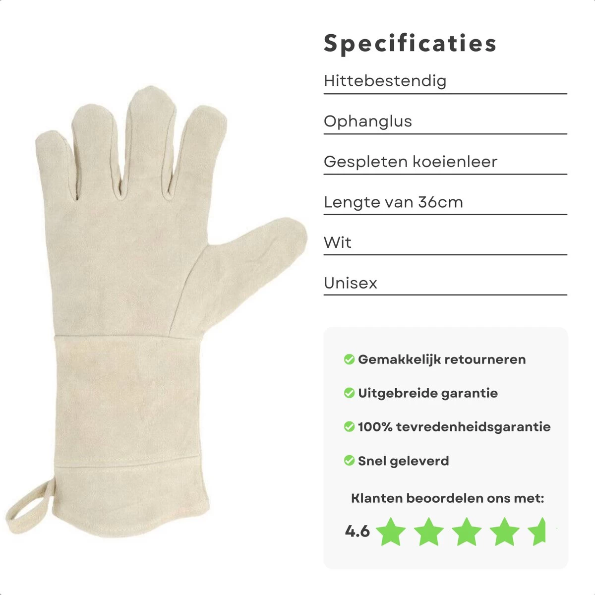 Gant De BBQ En Cuir Cheqo® - Gant De Barbecue - Gant De Four Ignifuge - 36 Cm - Résistant à La Chaleur - Avec Boucle De Suspension - Accessoire De BBQ 3 Gant De BBQ En Cuir Cheqo® - Gant De Barbecue - Gant De Four Ignifuge - 36 Cm - Résistant à La Chaleur - Avec Boucle De Suspension - Accessoire De BBQ – Image 3