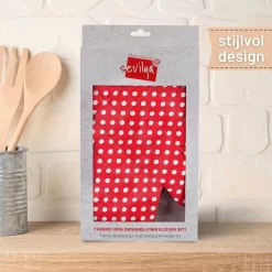 Gant De Cuisine Avec Manique Gants De Four - Pois Blancs Katoen , Maniques Résistant à La Chaleur Jusqu'à 200°C Set De 2 Maniques Et Gants De Four Set Gants De Four