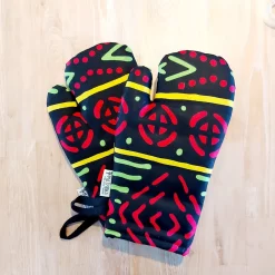 Gants De Four | Lot De 2| Fait à La Main De Style Bohème Africain Géométrique 'Mudcloth' Bogolan Inspiré Des Mitaines De Four Imprimées.