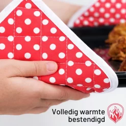 TAVAS Lot De 2 Maniques à Pois Blancs Résistants à La Chaleur Katoen, Thermolite Jusqu'à 200 °C -Fournitures De Cuisine Boutique 1200x1200 1733