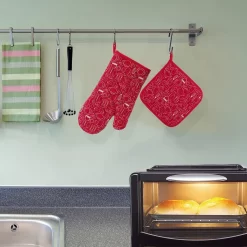 Lot De 3 Gants De Four Et Maniques Pour Gants Résistant à La Chaleur 1 Gants De Four Et 2 Maniques Pour Cuisine , Cuisson, BBQ, Grillades (rouge) -Fournitures De Cuisine Boutique 1200x1200 1737