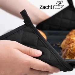 TAVAS Beautiful Zwart Maniques 2 Pièces Résistant à La Chaleur Pot Lapping Set Katoen, Thermolite Jusqu'à 220°C -Fournitures De Cuisine Boutique 1200x1200 1747