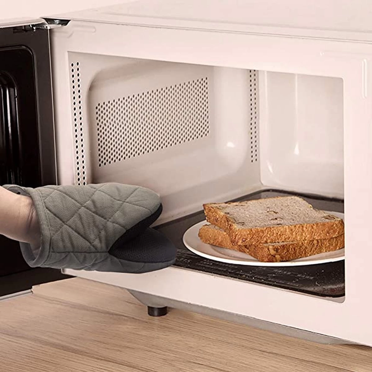 Topsky Manique, Gants De Manique, Gants De Four Résistants à La Chaleur, Gants De Four à Micro-Ondes, Néoprène Résistant à La Chaleur, Coton, Surfaces, Antidérapants, Gants De Four Courts, 1 Paire (Gris) 2 Topsky Manique, Gants De Manique, Gants De Four Résistants à La Chaleur, Gants De Four à Micro-Ondes, Néoprène Résistant à La Chaleur, Coton, Surfaces, Antidérapants, Gants De Four Courts, 1 Paire (Gris) – Image 2