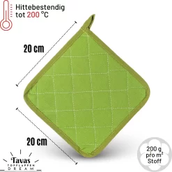 Tavas Dream Maniques Résistantes à La Chaleur 8 Pièces Vert Gant De Maniques Katoen, Thermolite Jusqu'à 220°C -Fournitures De Cuisine Boutique 1200x1200 1801