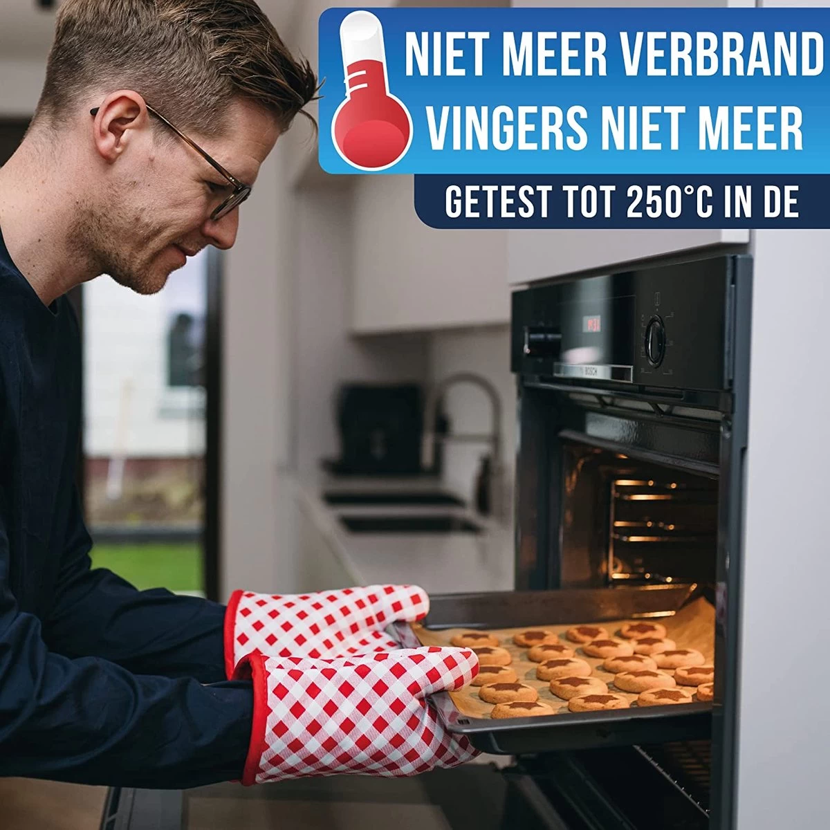 LauterSchutz® Gaines De Gants De Four Et Maniques Dans Un Ensemble - En Coton Recyclé De Différentes Couleurs (Blau) 5 LauterSchutz® Gaines De Gants De Four Et Maniques Dans Un Ensemble - En Coton Recyclé De Différentes Couleurs (Blau) – Image 5