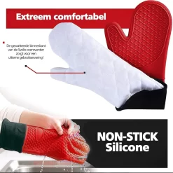 SWILIX De Gants De Four 2 Pièces - Gants De Four - Gant De Four En Siliconen - Gant De BBQ - Extra Long - Rouge -Fournitures De Cuisine Boutique 1200x1200 1857