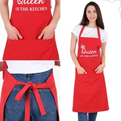 Set De 2 Rouge | 65x95cm | King Et Reine De La Kitchen | 2 Tabliers De Cuisine | Tablier Avec Poches | Tablier De Cuisine Dames | Tablier De Cuisine Pour Femme | Tablier De Cuisine Pour Hommes | Cadeau | BBQ De Cuisson -Fournitures De Cuisine Boutique 1200x1200 1860