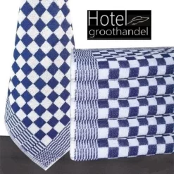 Torchon De Cuisine - Lot De 6 Pièces à Carreaux Bleu/blanc - 50x50cm - 100% Coton éponge