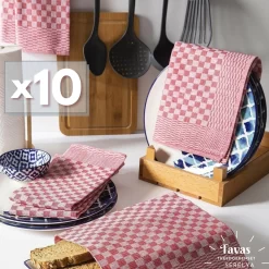 Set Torchons Essuies De Vaisselle Rouge 40x60 Cm - Set De 10 Torchons Restauration 100% Coton Essuies De Vaisselle Essuies De Vaisselle Restauration