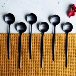 Cuillère à Café Noire - Lot De 4 Noir - Acier Inoxydable - Passe Au Lave-vaisselle - Cuillère à Thé Noire - Cuillère à Glace - Cuillère à Dessert