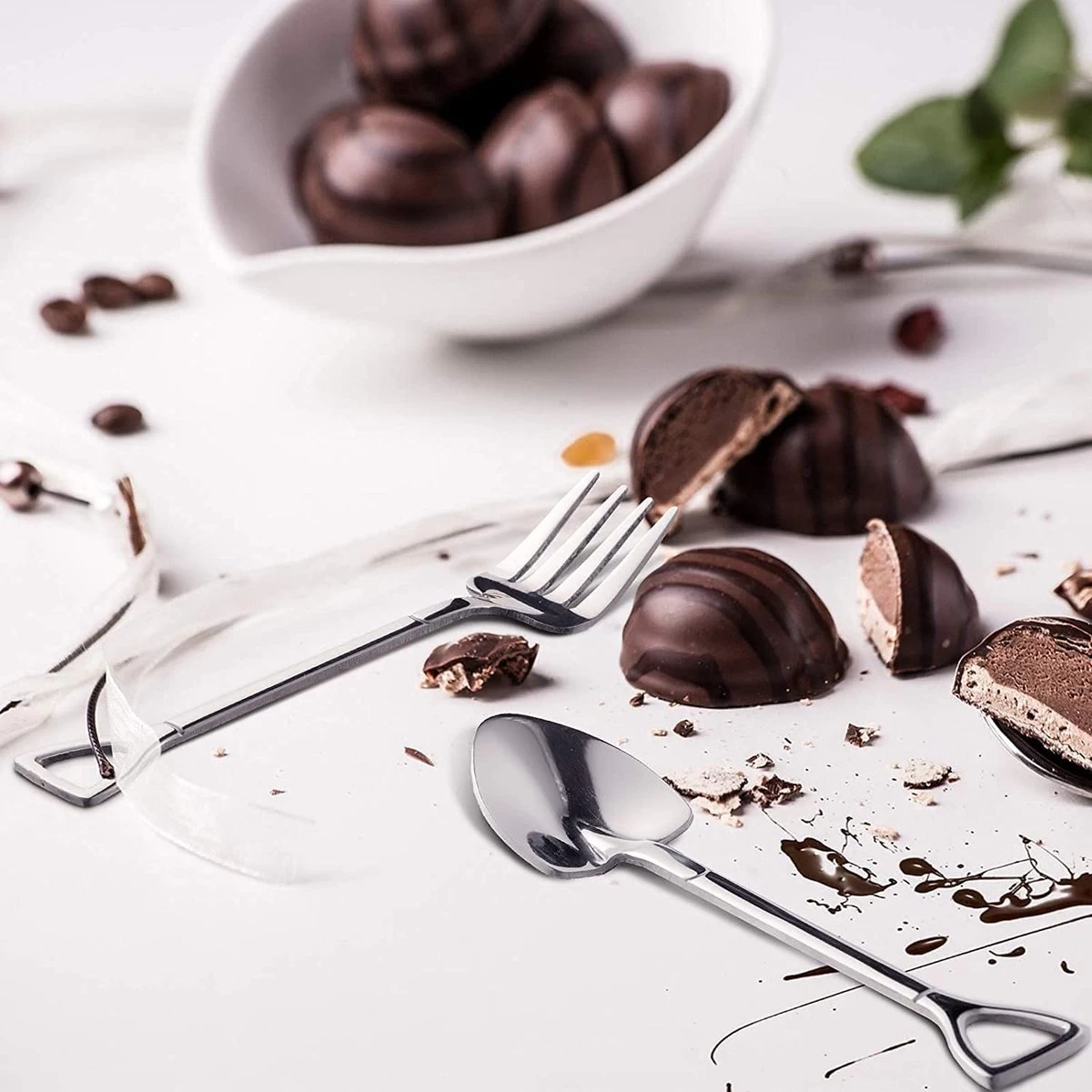 Ancuioyz Couverts 8 Pièces Petite Fourchette à Fruits En Acier Inoxydable, Cuillère à Café, Cuillère à Glace, Cuillère à Dessert, Cuillère à Mélanger En Forme De Pelle 2 Ancuioyz Couverts 8 Pièces Petite Fourchette à Fruits En Acier Inoxydable, Cuillère à Café, Cuillère à Glace, Cuillère à Dessert, Cuillère à Mélanger En Forme De Pelle – Image 2