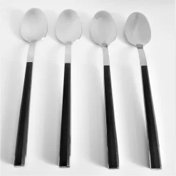 Cuillères à Dessert | Cuillères | Cuillères à Sorbet | Couverts Du Désert | Vaisselle Premium | Services De Table- Manche Bois Acier Inoxydable ABS - 4 Pièces