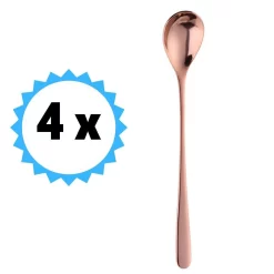 KELERINO. Cuillères à Latte Macchiato - Cuillères à Yogourt, à Dessert Ou à Café En Acier Inoxydable - 4 Pièces - Cuivre