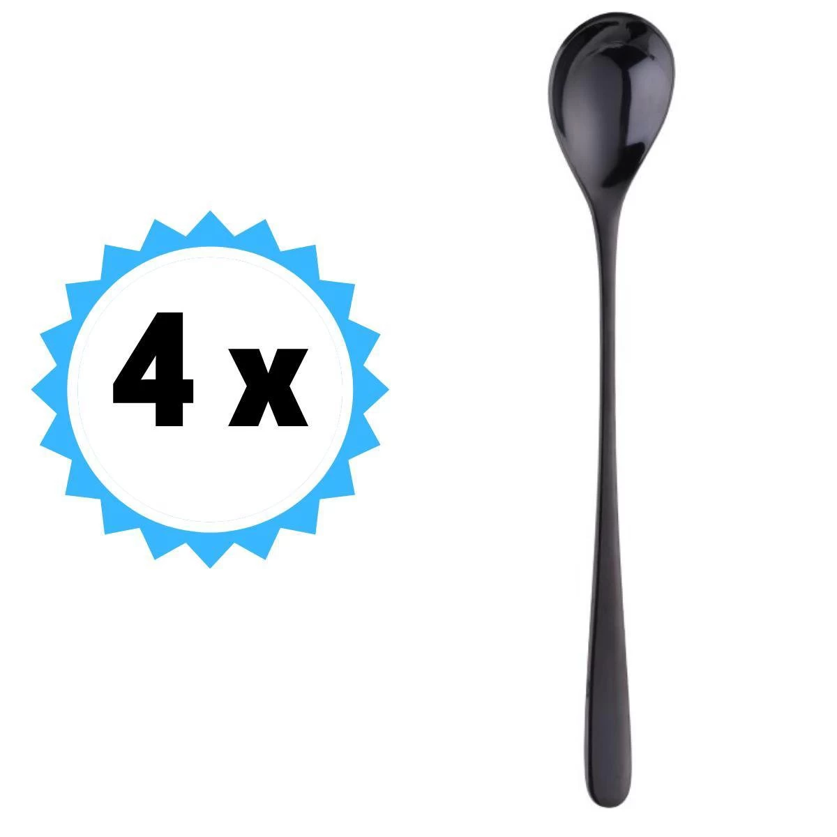 KELERINO. Cuillères à Latte Macchiato - Cuillères à Yogourt, à Dessert Ou à Café En Acier Inoxydable - 4 Pièces - Noir 1 KELERINO. Cuillères à Latte Macchiato - Cuillères à Yogourt, à Dessert Ou à Café En Acier Inoxydable - 4 Pièces - Noir
