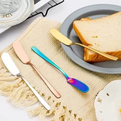 Doodadeals® | Couteaux à Beurre Couleur Arc-en-ciel | Couteau à Beurre | Couteaux De Lubrification | Couteaux à Tapas | ACIER INOXYDABLE | 2 Pièces