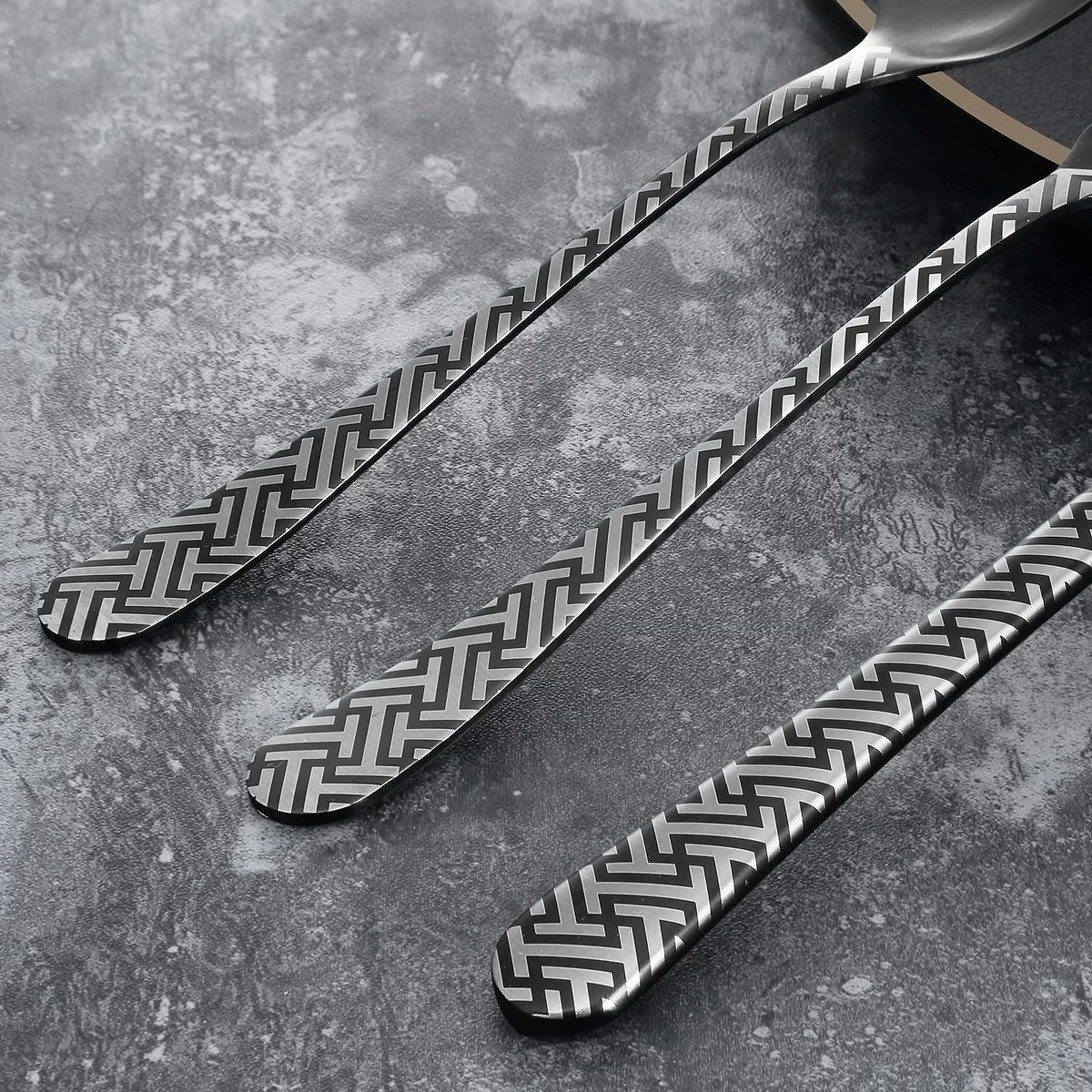 BEWOS 30 Pièces Finition Satinée, Noir, Mat, Acier Inoxydable, Couverts Avec Couteau, Fourchette, Cuillère, Vaisselle Pour 6 Personnes, Va Au Lave-vaisselle / Facile à Nettoyer 3 BEWOS 30 Pièces Finition Satinée, Noir, Mat, Acier Inoxydable, Couverts Avec Couteau, Fourchette, Cuillère, Vaisselle Pour 6 Personnes, Va Au Lave-vaisselle / Facile à Nettoyer – Image 3