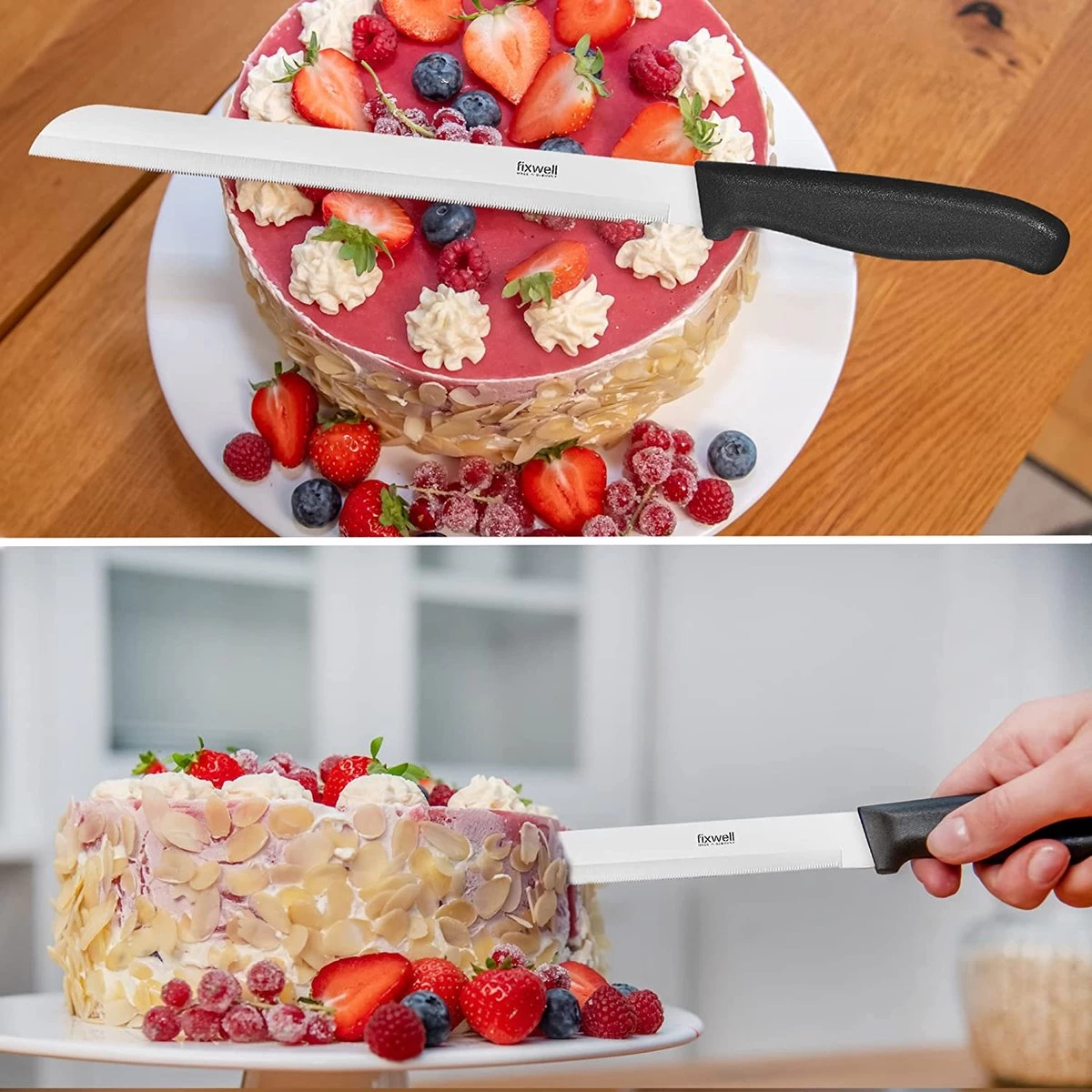 Couteau à Gâteau Fixwell®, Rose, Couteau à Pâtisserie Tranchant Avec Coupe à La Scie Pour Tartes, Gâteaux, Etc. 4 Couteau à Gâteau Fixwell®, Rose, Couteau à Pâtisserie Tranchant Avec Coupe à La Scie Pour Tartes, Gâteaux, Etc. – Image 4