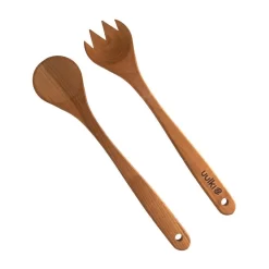 Couverts à Salade Uulki - Couverts à Salade En Bois De Cerisier Huilé Européen - Cuillère à Salade Et Fourchette à Salade De 33 Cm De Long Chacune
