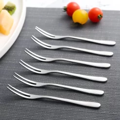 House Of Husk™ Golden Fourchettes à Dessert - Double Face - Tiges De Cocktail Sticks - Réutilisable - Fruit - Snack - Fourchettes - Fourchettes à Gâteau - Acier Inoxydable - Or - Set De 6 -Fournitures De Cuisine Boutique 1200x1200 582