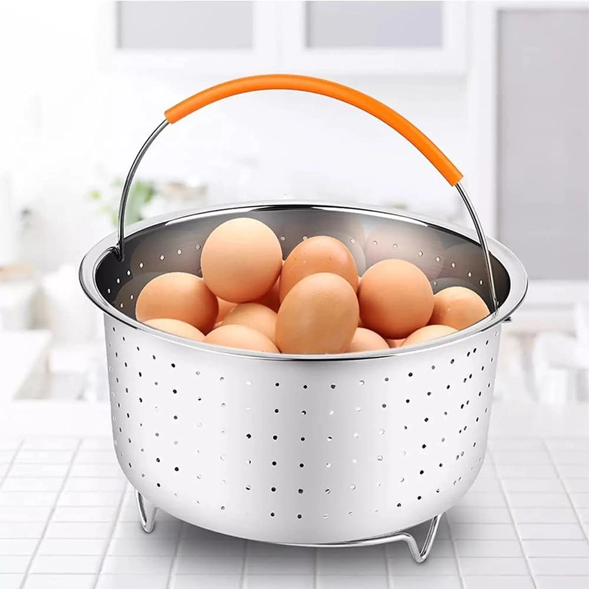 Insert Vapeur Inox, Accessoires Instant Pot, Panier Cuisson Légumes Vapeur, Cuiseur Vapeur Pour Autocuiseur Avec Poignée En Silicone Pour Cuire à La Vapeur Légumes, Fruits Et œufs (3 M²) 3 Insert Vapeur Inox, Accessoires Instant Pot, Panier Cuisson Légumes Vapeur, Cuiseur Vapeur Pour Autocuiseur Avec Poignée En Silicone Pour Cuire à La Vapeur Légumes, Fruits Et œufs (3 M²) – Image 3