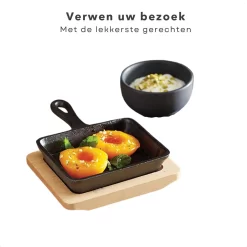 Cheqo® Casserole - Poêle à Tapa - Poêle à Frire - Pour Four Et Cuisinière à Gaz - Fonte - Avec Sous-verre - 14x14 Cm -Fournitures De Cuisine Boutique 1200x1200 663