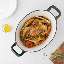Cocotte En Fonte Navaris Avec Couvercle - Faitout - Poêle émaillée - Convient Pour La Cuisson à Induction, Gaz Et électrique - Ovale - Vert Foncé -Fournitures De Cuisine Boutique 1200x1200 691