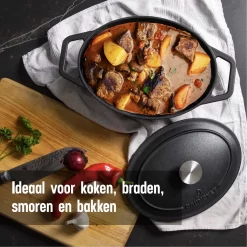 Poêle En Fonte Daumonet - Cocotte Rond - Ø 29 Cm - 5,4 Litres - Émail - Convient à Toutes Les Sources De Chaleur - Electrique - Gaz - Halogène - Induction - Céramique - Va Au Lave-vaisselle - Noir -Fournitures De Cuisine Boutique 1200x1200 709