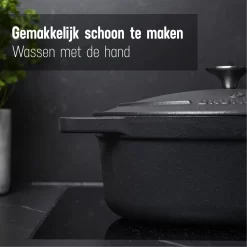 Poêle En Fonte Daumonet - Cocotte Rond - Ø 29 Cm - 5,4 Litres - Émail - Convient à Toutes Les Sources De Chaleur - Electrique - Gaz - Halogène - Induction - Céramique - Va Au Lave-vaisselle - Noir -Fournitures De Cuisine Boutique 1200x1200 710