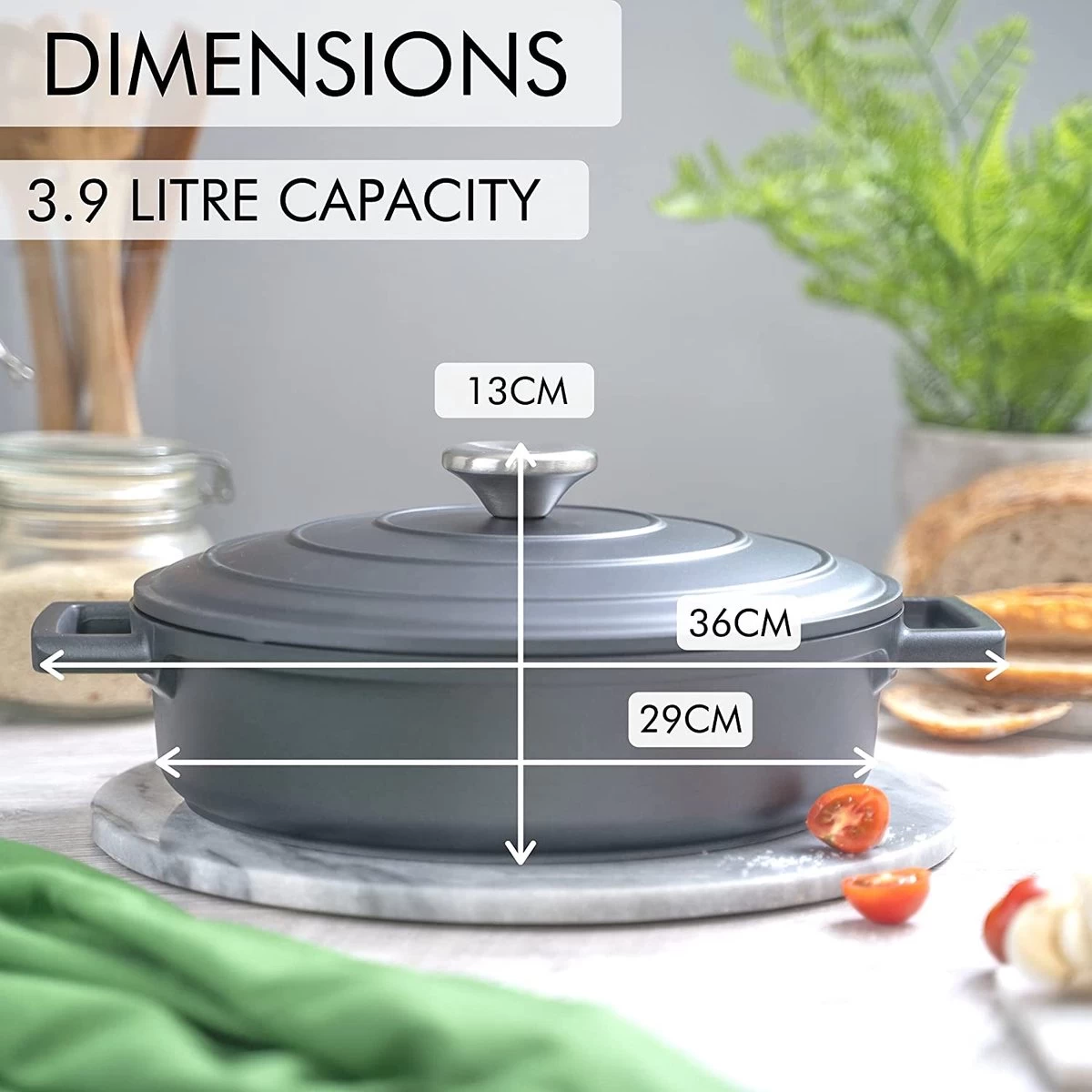 Cocotte Fonte Nuovva Avec Couvercle - 3,9L / 28cm - Revêtement Antiadhésif - Poignées Ergonomiques - Cocotte Passe Au Four - Idéale Pour La Cuisson Classique Cocotte Fonte 29 Cm - Convient à Toutes Les Sources De Chaleur 7 Cocotte Fonte Nuovva Avec Couvercle - 3,9L / 28cm - Revêtement Antiadhésif - Poignées Ergonomiques - Cocotte Passe Au Four - Idéale Pour La Cuisson Classique Cocotte Fonte 29 Cm - Convient à Toutes Les Sources De Chaleur – Image 7