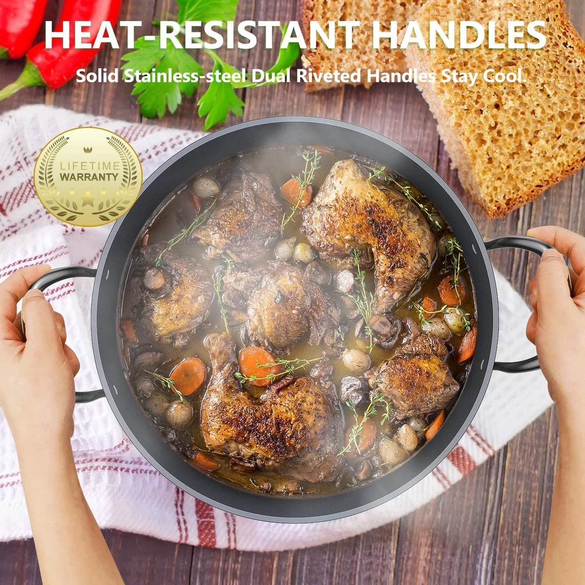 Pan Anti-adhésive ITSMILLERS 6 Litres Cocotte élégante En Céramique Aluminium Avec Couvercle, Induction Possible Sans PTFE Ni PFOA 5 Pan Anti-adhésive ITSMILLERS 6 Litres Cocotte élégante En Céramique Aluminium Avec Couvercle, Induction Possible Sans PTFE Ni PFOA – Image 5