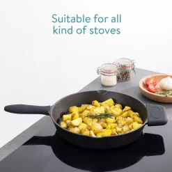 Navaris En Fonte Navaris - Poêle En Fonte - Poêle Ronde - Convient à Toutes Les Sources De Chaleur - � 30 Cm - Avec Poignée Amovible - Zwart -Fournitures De Cuisine Boutique 1200x1200 763