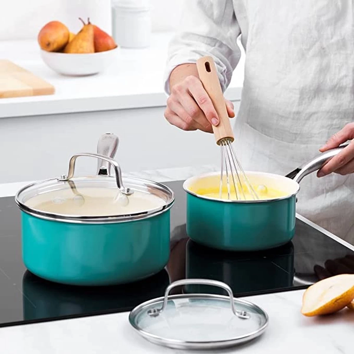 Ensemble De Poêles GreenLife Artizan Avec Revêtement Antiadhésif 14 Cm Et 18 Cm, Sans PFAS, Turquoise 2 Ensemble De Poêles GreenLife Artizan Avec Revêtement Antiadhésif 14 Cm Et 18 Cm, Sans PFAS, Turquoise – Image 2