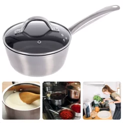 Casserole Cheqo® Aluminium - Ø 18cm - 2.5L - Couvercle Inclus - Tous Feux - Gaz, Electrique, Céramique, Induction, Halogène, Four - Passe Au Lave-Vaisselle - Sans PFOA