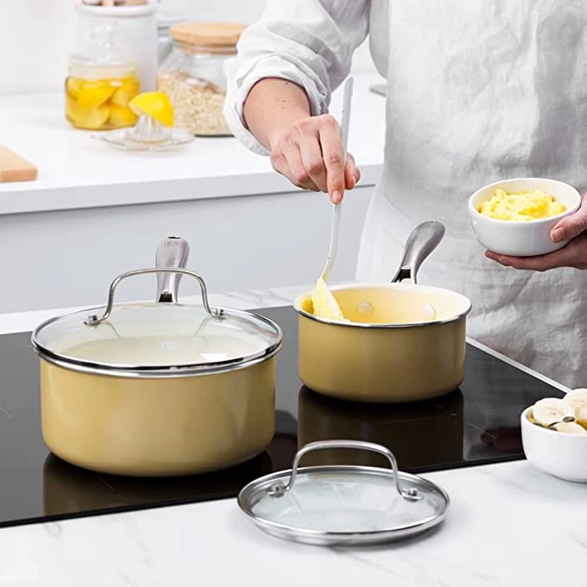 Ensemble De Poêles GreenLife Artizan Avec Revêtement Antiadhésif 14 Cm Et 18 Cm, Sans PFAS, Jaune 3 Ensemble De Poêles GreenLife Artizan Avec Revêtement Antiadhésif 14 Cm Et 18 Cm, Sans PFAS, Jaune – Image 3