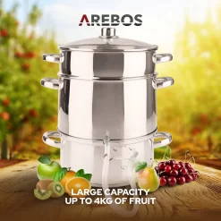 AREBOS Presse Fruits Extracteur Vapeur Presse-agrumes Cuiseur Vapeur Extracteur De Jus Ø 26cm -Fournitures De Cuisine Boutique 1200x1200 831